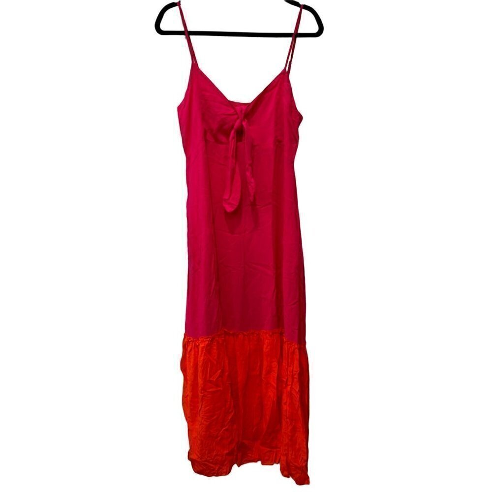 NEW Elan Size XL Maxi Dress Cover Up Tie Front Ruffled Layered Dress Beach Wear
